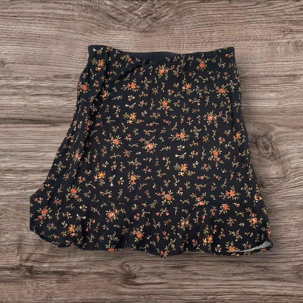 Floral Black Skirt